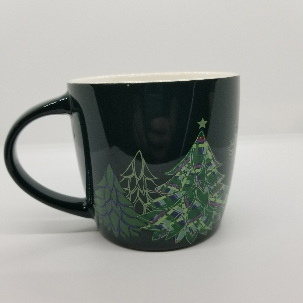 Starbucks green holiday 2020 mug with green and purple trees 18 fl oz